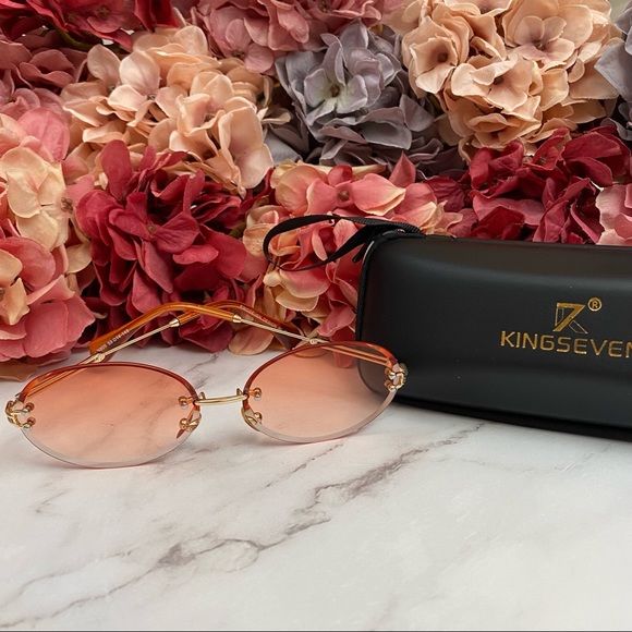 KINGSEVEN Retro Orange Rimless Gradient Sunglasses - Picture 5 of 16